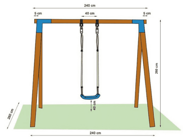 Уголок соединения бруса для качелей (тройник крепления бруса)